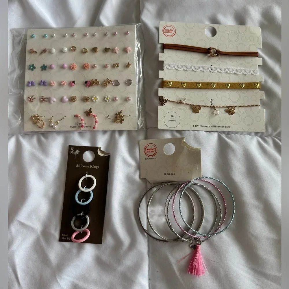 Assorted Jewelry Set with Earrings, Bracelets, and Rings